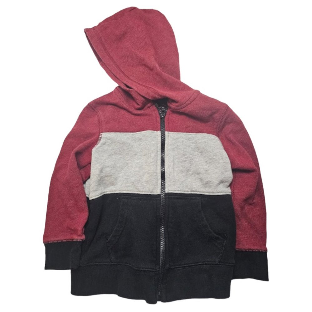Cat & Jack  3T Red/Gray/ Black Zip-Up Hoodie Sweatshirt Jacket